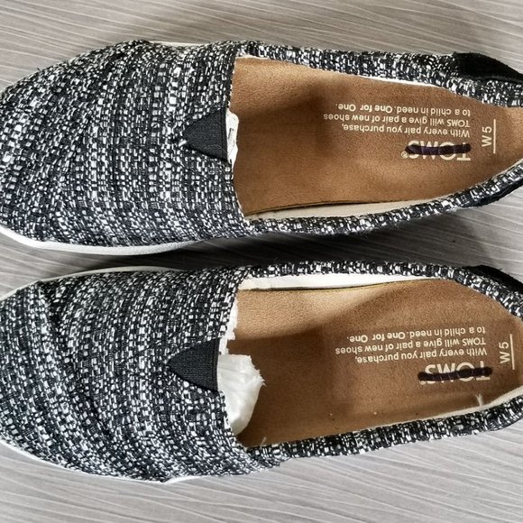 TOMS 'Avalon' Boucle Slip-on Shoes, Black Textile, Womens Size 5 / 35.5 - Picture 8 of 11